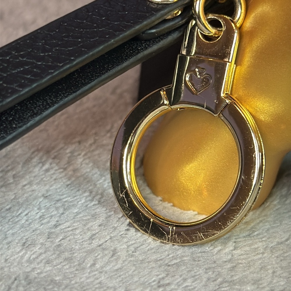 ♠️KATE SPADE♠️ Black Half Moon Wristlet with Keyring/EUC - Picture 6 of 9